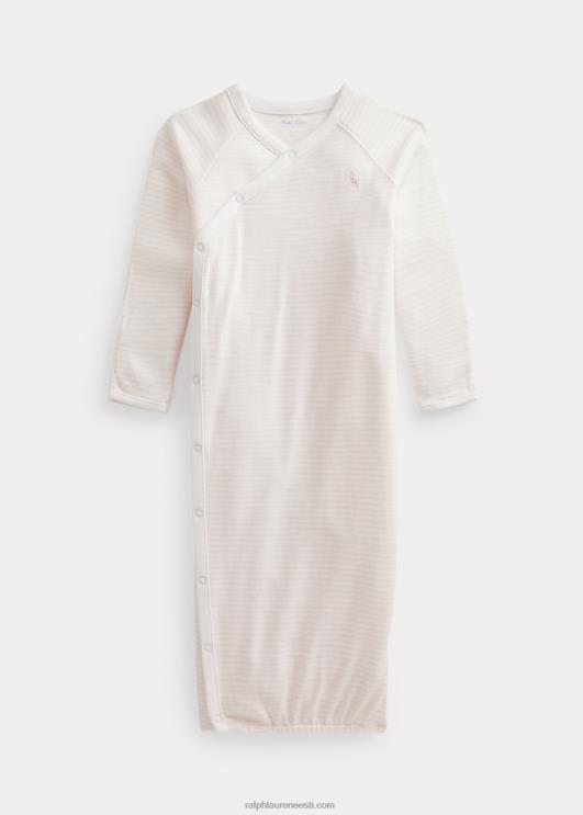 Ralph Lauren beebi triibuline orgaaniline interlock kleit PR0V8180 õrn roosa/valge