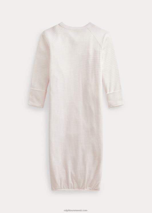 Ralph Lauren beebi triibuline orgaaniline interlock kleit PR0V8180 õrn roosa/valge