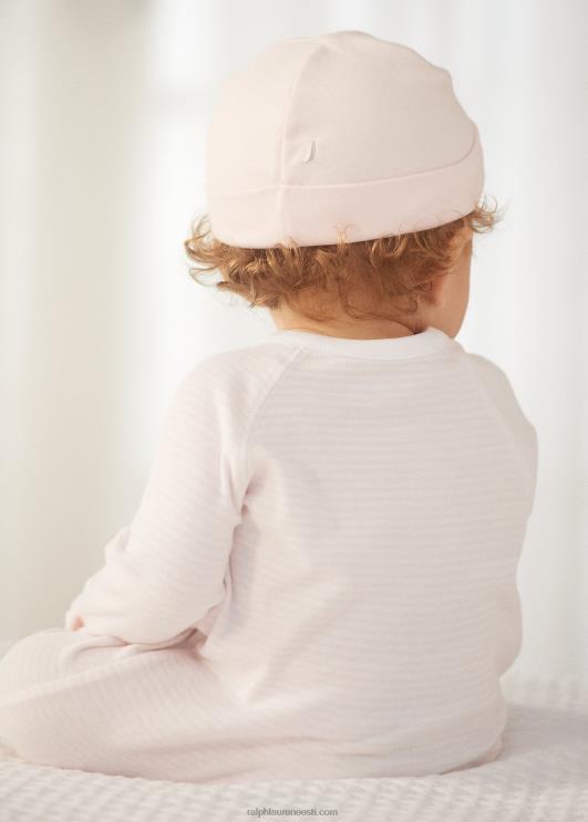 Ralph Lauren beebi triibuline orgaaniline interlock kleit PR0V8180 õrn roosa/valge