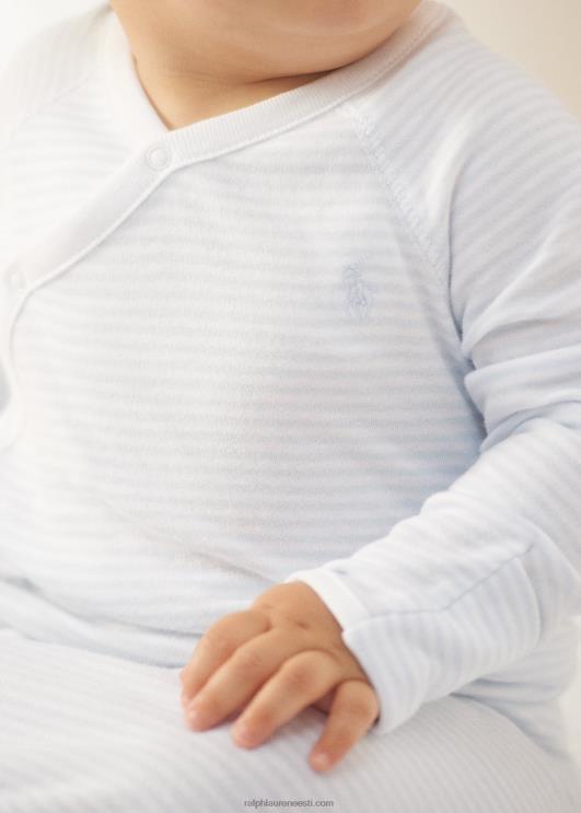 Ralph Lauren beebi triibuline puuvillane interlock kleit PR0V8181 berüll sinine/valge