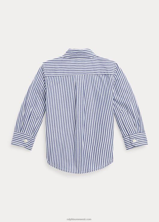 Ralph Lauren beebi triibuline puuvillane popliinisärk PR0V8279 mereväe/valge