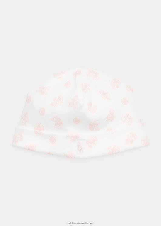 Ralph Lauren beebi karumustriga orgaanilisest puuvillast nokamüts PR0V8029 roosa multi