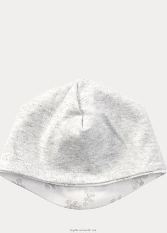 Ralph Lauren beebi ümberpööratav karu mustriga puuvillane nokamüts PR0V8026 paber valge multi