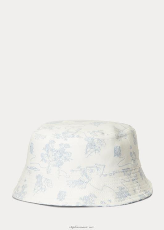 Ralph Lauren beebi ümberpööratav puuvillane interlock koppmüts PR0V8019 sinine aed toile multi