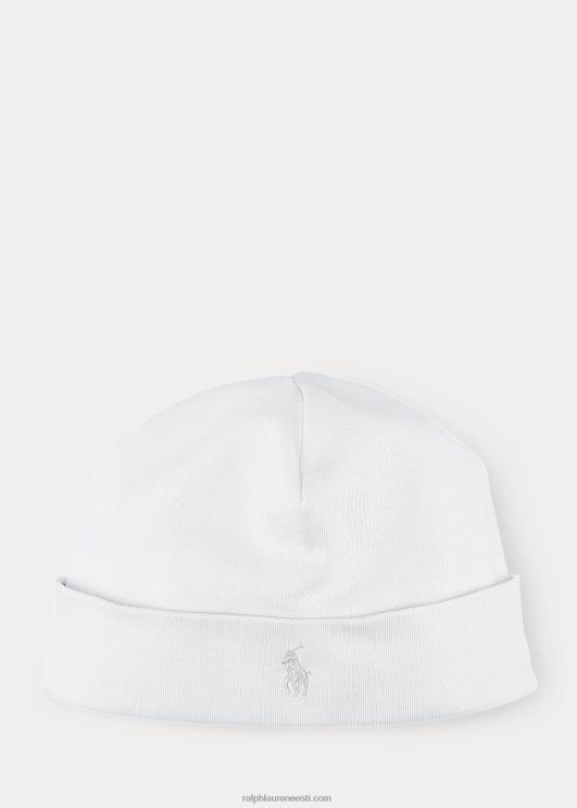 Ralph Lauren beebi puuvillane interlock nokamüts PR0V8021 valge