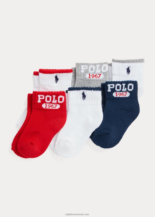 Ralph Lauren beebi logoga crew sokk 6-pakk PR0V8047 assortii