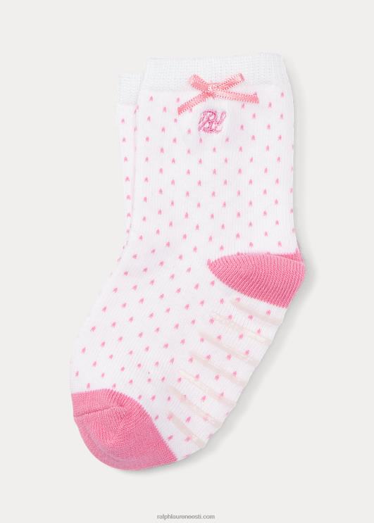 Ralph Lauren beebi pin-dot crew sokk PR0V10037 valge/roosa