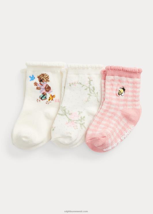 Ralph Lauren beebi polo bear crew sokk 3-pakk PR0V8049 elevandiluust