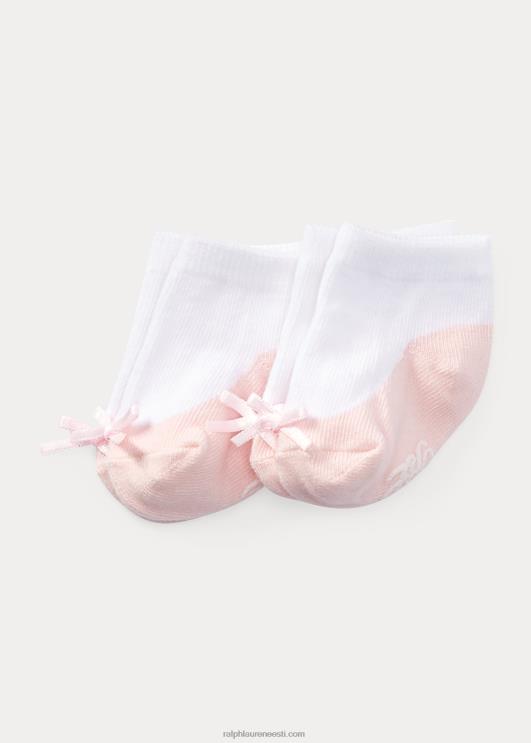 Ralph Lauren beebi puuvillasegu sokk 2 tk PR0V8055 valge/roosa