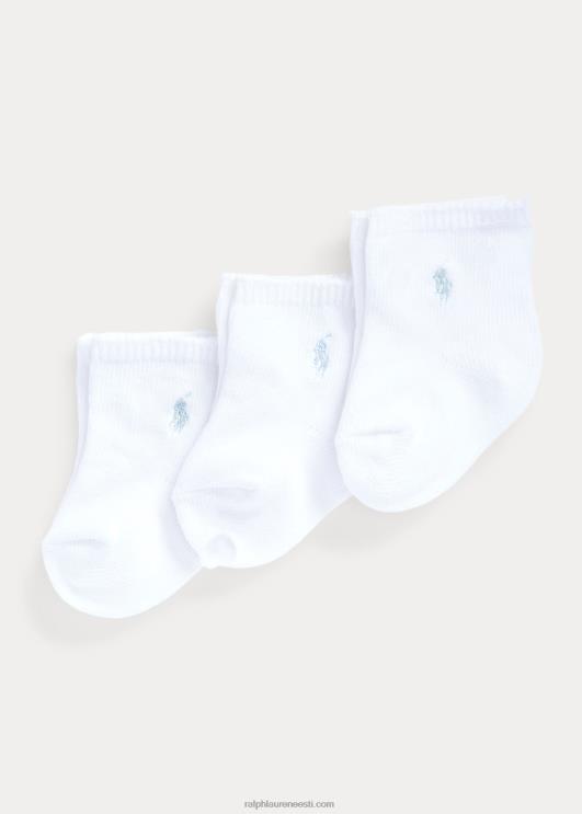 Ralph Lauren beebi stretch crew sokk 3-pakk PR0V8050 valge