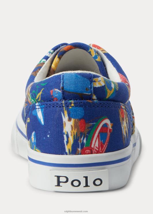 Ralph Lauren lapsed Keatoni ookeaniprintiga puuvillasest lõuendist tossud PR0V6377 sinine bearwaiian print