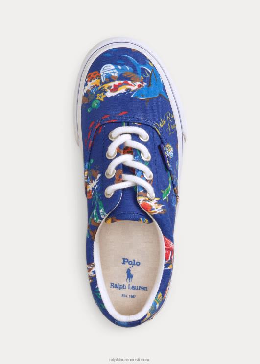 Ralph Lauren lapsed Keatoni ookeaniprintiga puuvillasest lõuendist tossud PR0V6377 sinine bearwaiian print