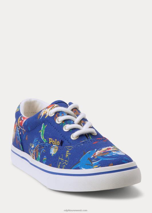 Ralph Lauren lapsed Keatoni ookeaniprintiga puuvillasest lõuendist tossud PR0V9880 sinine bearwaiian print