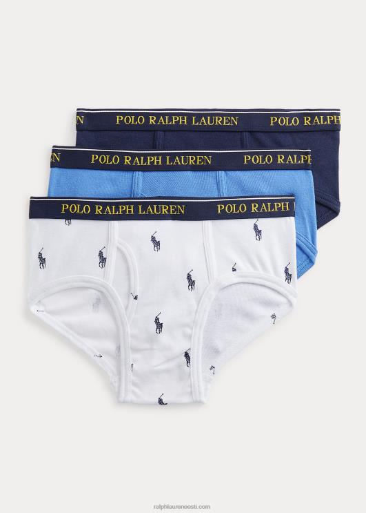 Ralph Lauren lapsed soonikkoes puuvillased püksikud 3-pakk PR0V6413 valge/kruiisilaevavägi aopp
