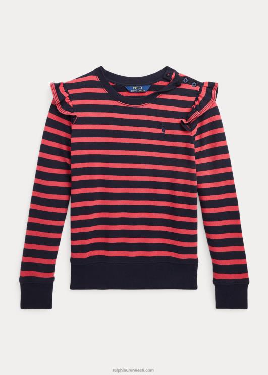 Ralph Lauren lapsed triibuline volangidega puuvillane frotee dressipluus PR0V7588 tšillipipar multi