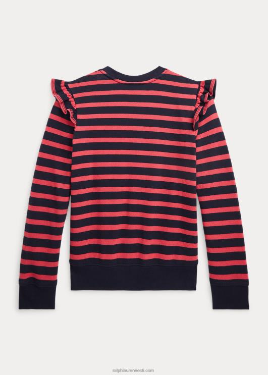 Ralph Lauren lapsed triibuline volangidega puuvillane frotee dressipluus PR0V7588 tšillipipar multi