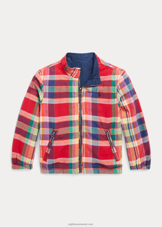 Ralph Lauren lapsed ümberpööratav puuvillane madrase jope PR0V5662 punane/merepunane multi