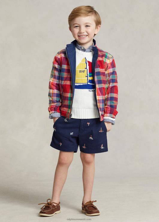 Ralph Lauren lapsed ümberpööratav puuvillane madrase jope PR0V5662 punane/merepunane multi