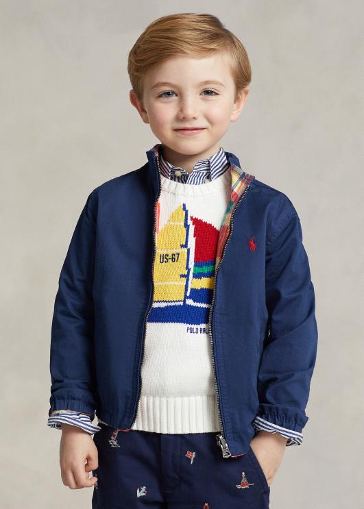 Ralph Lauren lapsed ümberpööratav puuvillane madrase jope PR0V5662 punane/merepunane multi