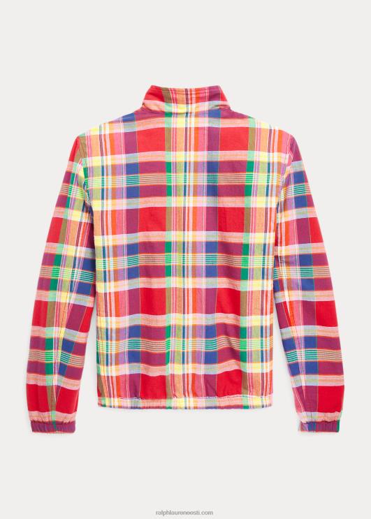 Ralph Lauren lapsed ümberpööratav puuvillane madrase jope PR0V6181 punane/merepunane multi