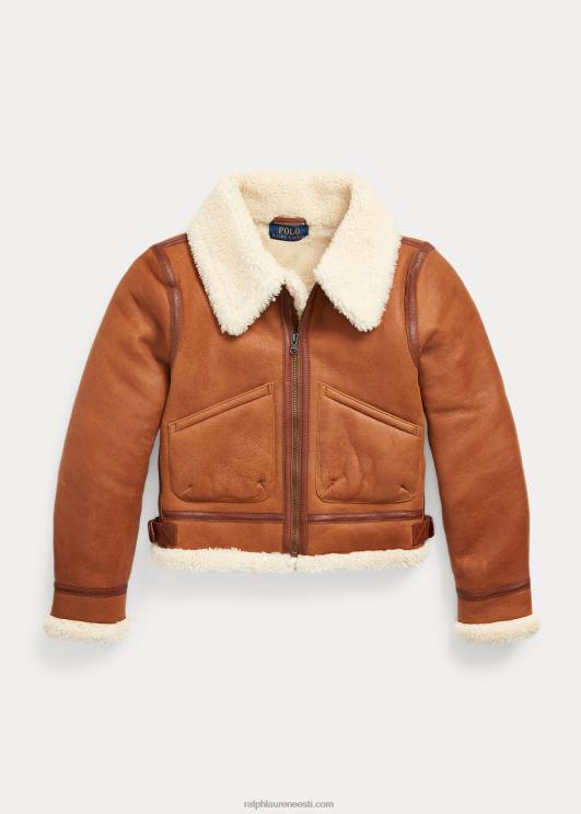 Ralph Lauren lapsed shearling-voodriga nahktagi PR0V7190 merevaigupruun