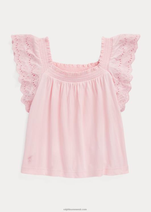 Ralph Lauren lapsed aas-tikandiga puuvillast jersey top PR0V6881 roosa varjund
