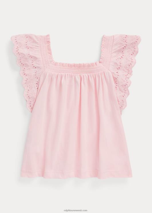 Ralph Lauren lapsed aas-tikandiga puuvillast jersey top PR0V6881 roosa varjund