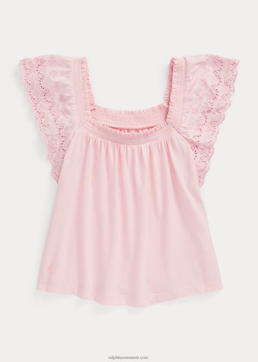Ralph Lauren lapsed aas-tikandiga puuvillast jersey top PR0V7186 roosa varjund