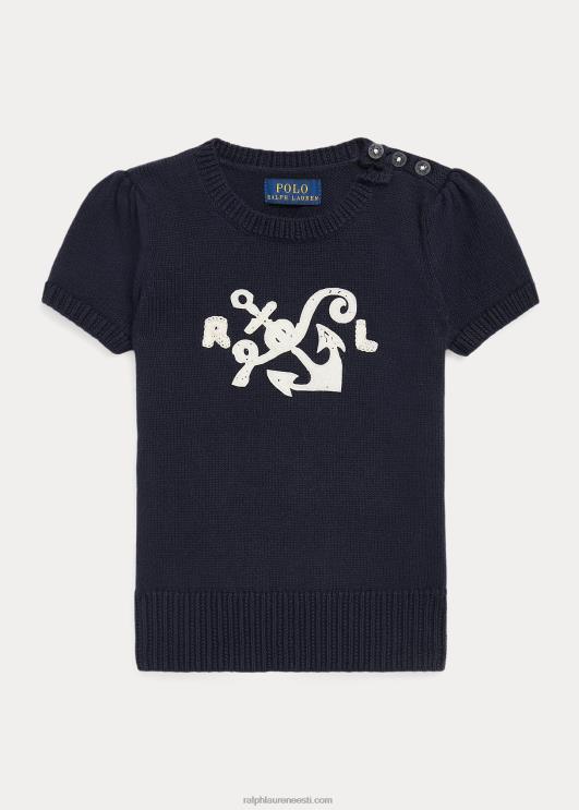 Ralph Lauren lapsed ankurpuuvillane lühikeste varrukatega kampsun PR0V7465 rl mereväe/klubimaja kreem