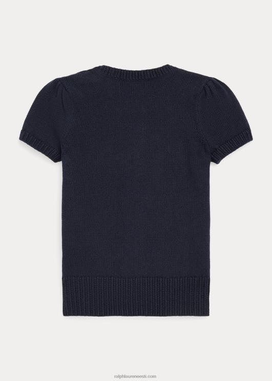 Ralph Lauren lapsed ankurpuuvillane lühikeste varrukatega kampsun PR0V7465 rl mereväe/klubimaja kreem