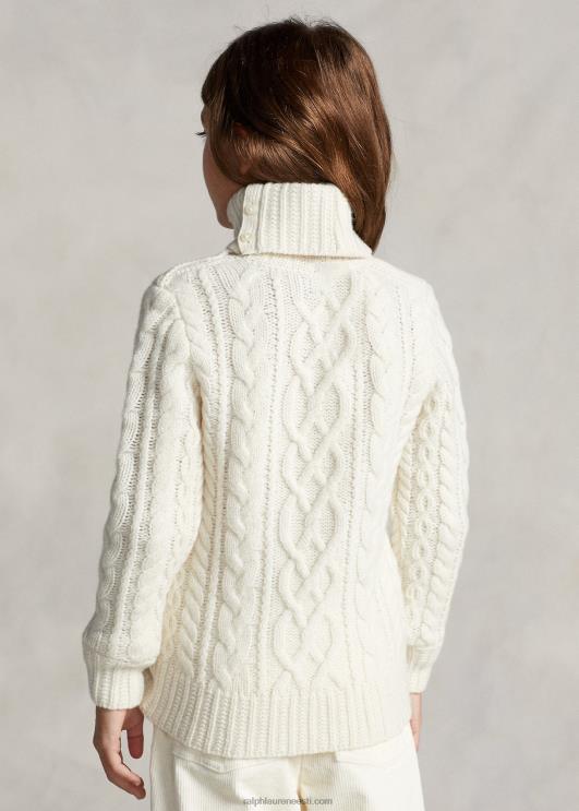 Ralph Lauren lapsed aran-kootud villasegune kilpkaelusega kampsun PR0V7509