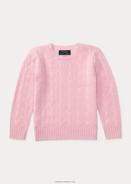 Ralph Lauren lapsed ikooniline kaabliga kootud kašmiirkampsun PR0V5723 karmeli roosa