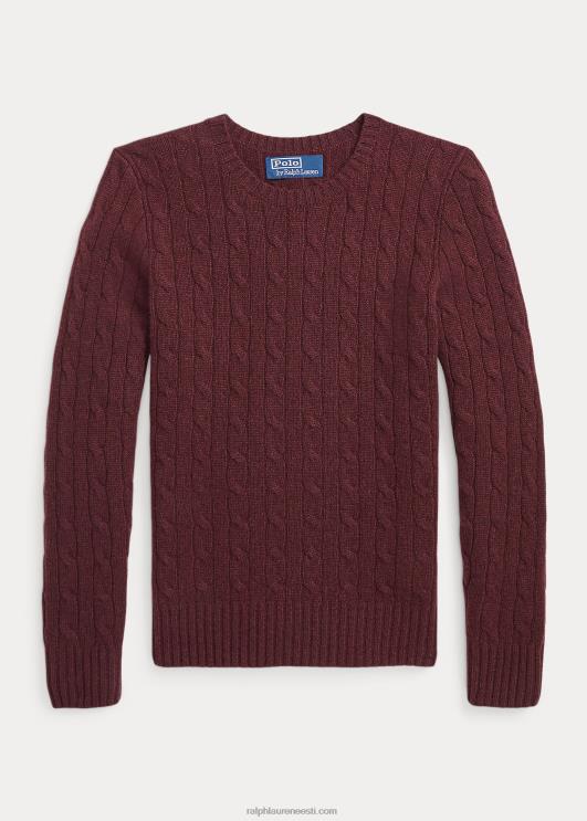 Ralph Lauren lapsed ikooniline kaabliga kootud kašmiirkampsun PR0V6208 laagerdunud veini kanarbik