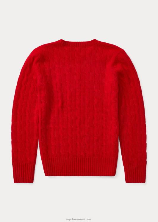 Ralph Lauren lapsed ikooniline kaabliga kootud kašmiirkampsun PR0V6209 Rl 2000 punane