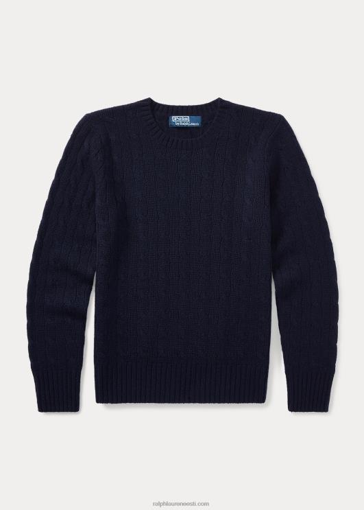 Ralph Lauren lapsed ikooniline kaabliga kootud kašmiirkampsun PR0V6214 rafineeritud merevägi