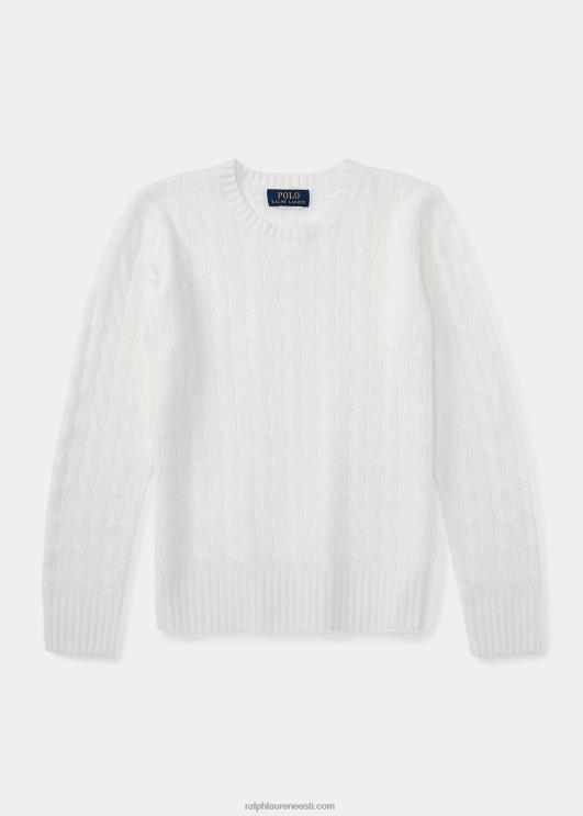 Ralph Lauren lapsed ikooniline kaabliga kootud kašmiirkampsun PR0V6218 soe valge