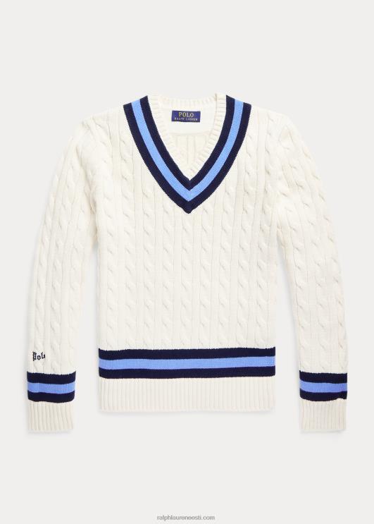Ralph Lauren lapsed ikooniline kriketi kampsun PR0V6166 kreem merevärvi triibuga