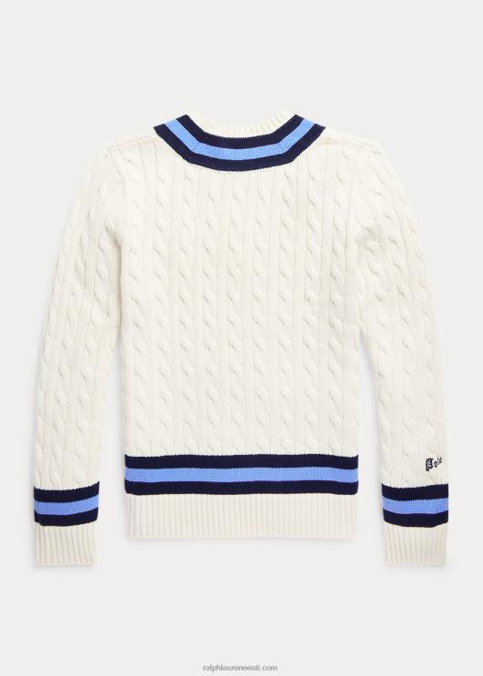 Ralph Lauren lapsed ikooniline kriketi kampsun PR0V6166 kreem merevärvi triibuga