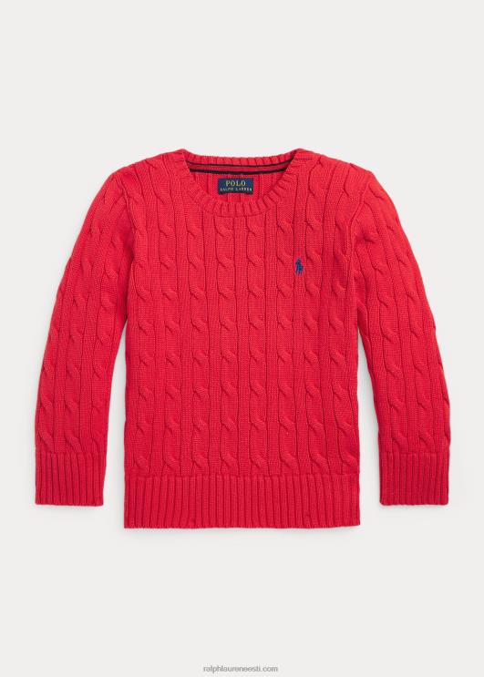 Ralph Lauren lapsed kaabliga kootud puuvillane kampsun PR0V6421 tüürpoor punane