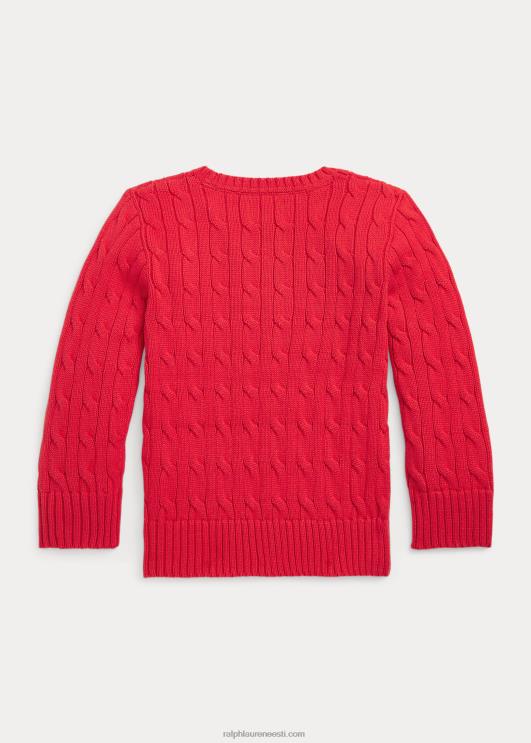 Ralph Lauren lapsed kaabliga kootud puuvillane kampsun PR0V6421 tüürpoor punane