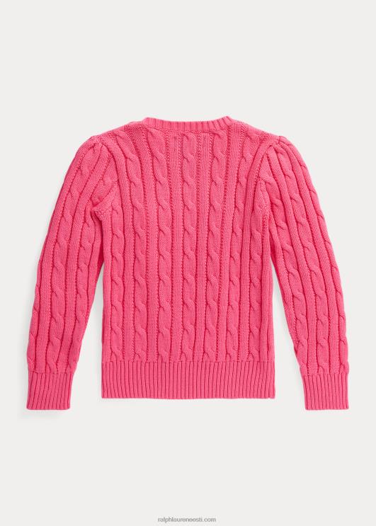 Ralph Lauren lapsed kaabliga kootud puuvillane kampsun PR0V7389 kõrberoosa