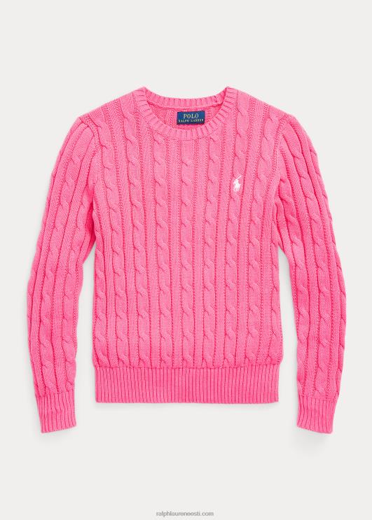 Ralph Lauren lapsed kaabliga kootud puuvillane kampsun PR0V7543 kõrberoosa