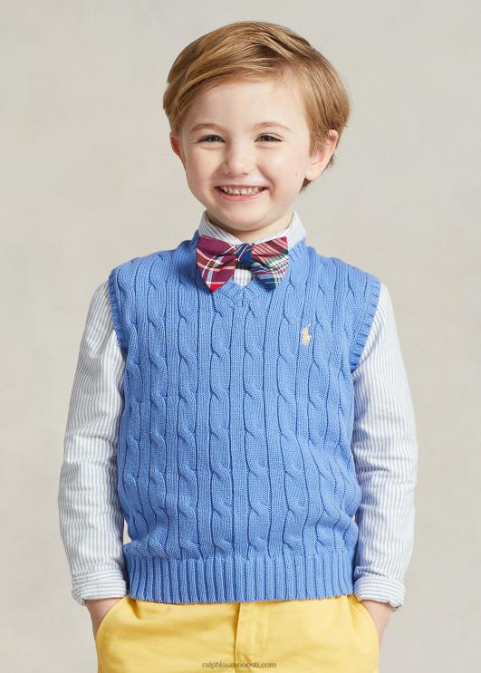 Ralph Lauren lapsed kaabliga kootud puuvillane kampsunvest PR0V6427 sadamasaar sinine