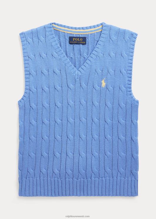 Ralph Lauren lapsed kaabliga kootud puuvillane kampsunvest PR0V6427 sadamasaar sinine