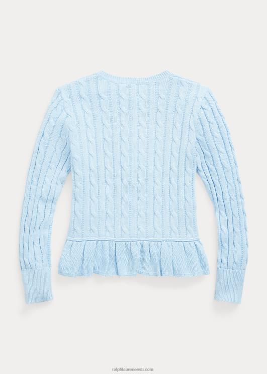 Ralph Lauren lapsed kaabliga kootud puuvillane peplum kardigan PR0V7552 kontorisinine/nevis