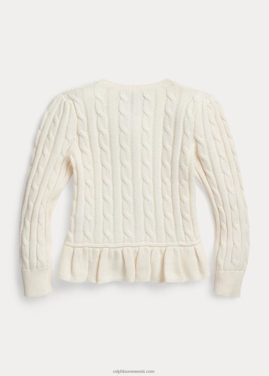 Ralph Lauren lapsed kaabliga kootud puuvillane peplum kardigan PR0V9992 klubihoone crm w/rafineeritud