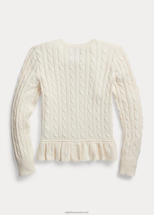 Ralph Lauren lapsed kaabliga kootud puuvillane peplum kardigan PR0V9999 klubihoone crm w/rafineeritud