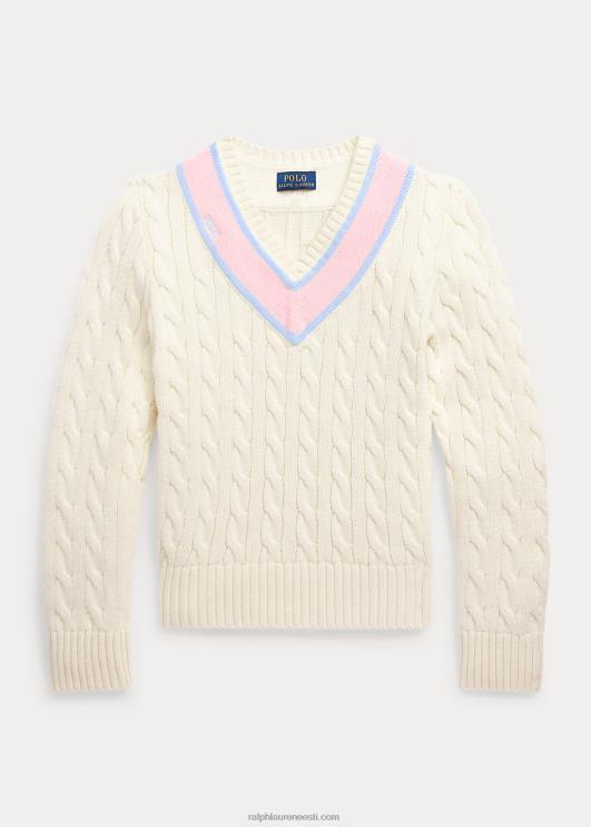 Ralph Lauren lapsed kaabliga kootud puuvillasegune kriketikampsun PR0V7079 klubimaja kreem