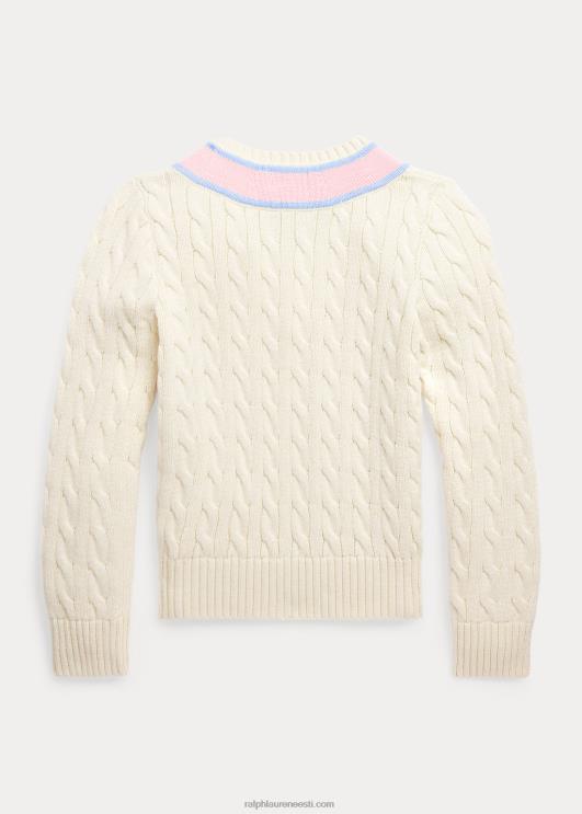 Ralph Lauren lapsed kaabliga kootud puuvillasegune kriketikampsun PR0V7079 klubimaja kreem