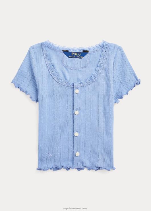 Ralph Lauren lapsed pointelle kootud puuvillane kardigan PR0V6836 kanal sinine